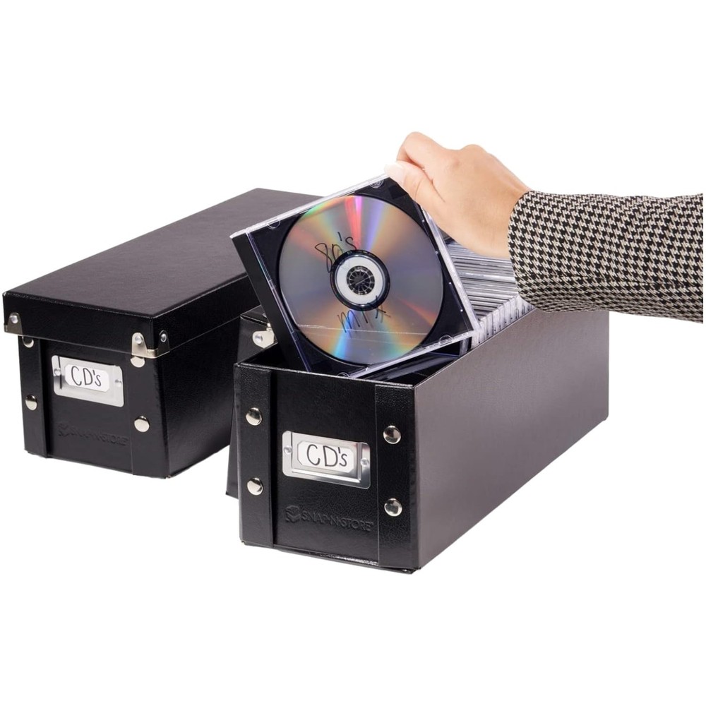 Organize Effortlessly with 2-Pack Stylish CD Storage Boxes - Stores 52 Discs