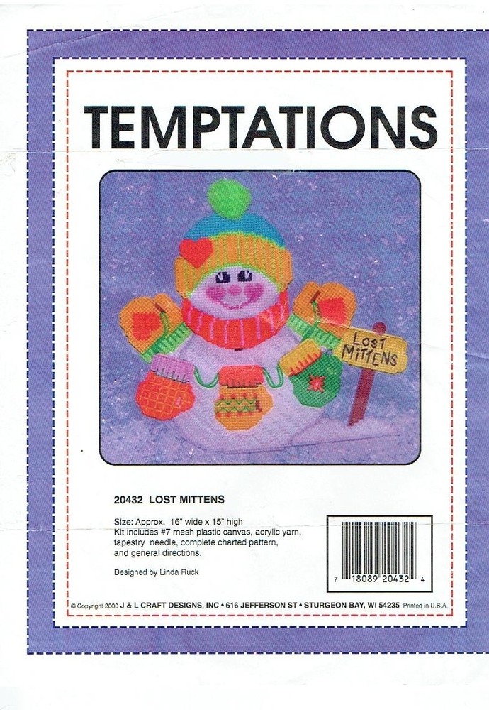 LOST MITTENS  WALL HANGING 7ct  plastic canvas PATTERN  (#TF0397)