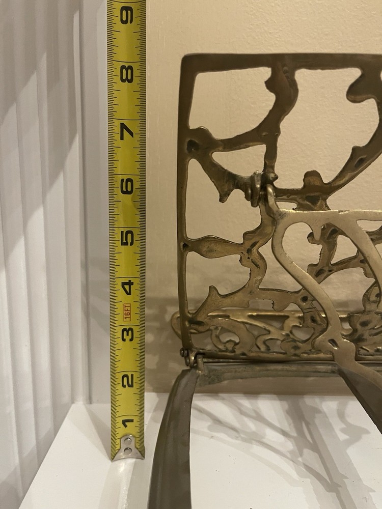 Vintage Ornate Solid Brass Book Music Stand Holder Retractable Adjustable Fold