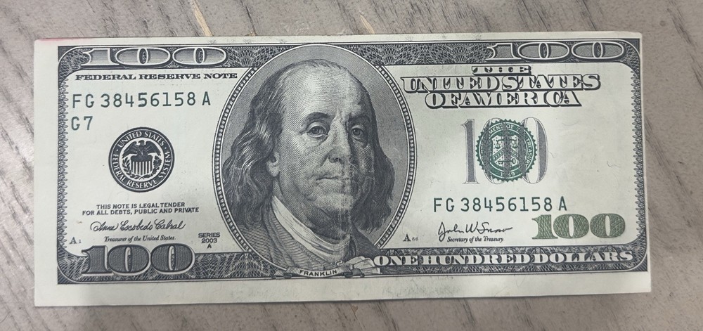 2003 $100 Federal Reserve Note – Major Dual-Side Misalignment Error – Rare!