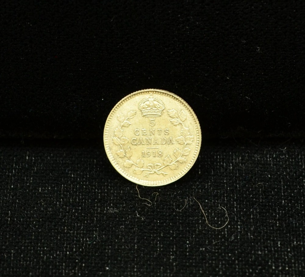1918 CANADA 5 CENT 92.5% SILVER KM#22 #EB12036