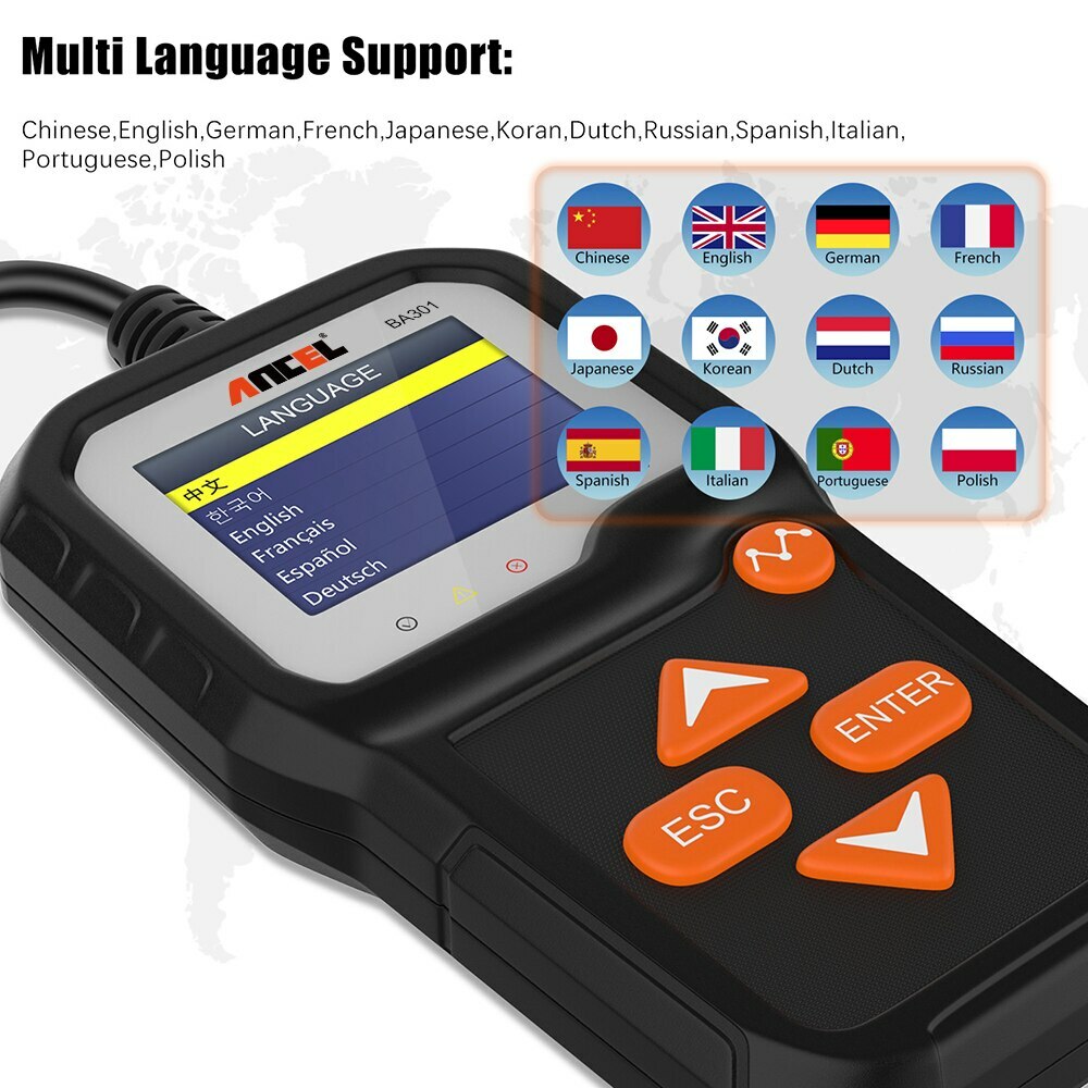 ANCEL BA301 Battery Tester Load Analyzer 6V 12V Voltage Cranking Charging System