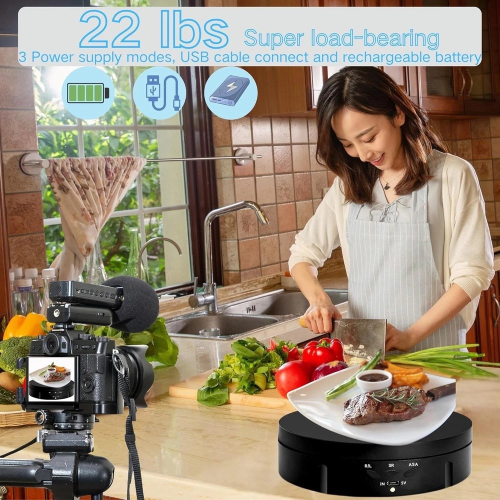 Motorized 360° Rotating Display Stand - Rechargeable & Remote Controlled (5.74")