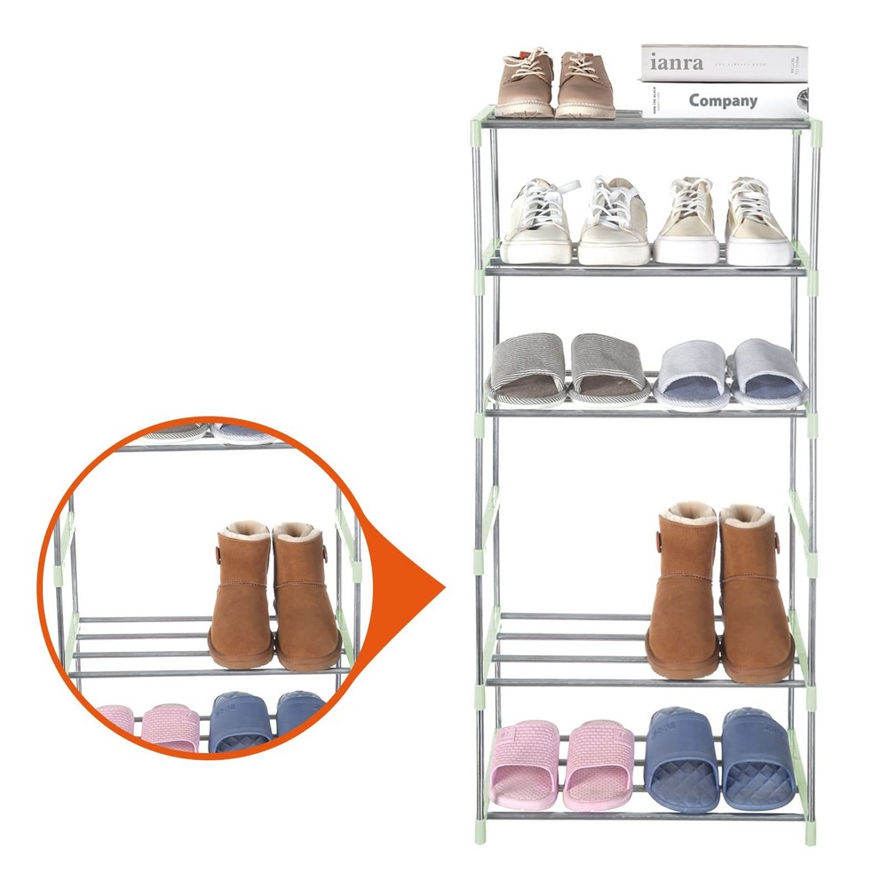 Small Shoe Rack, Narrow Stackable Shoe Shelf Organizer for Entryway, Doorway ...