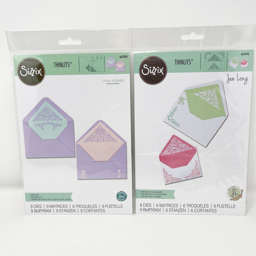 Sizzix Thinlits Envelope Liners Cutting Dies Markers Glitter NEW