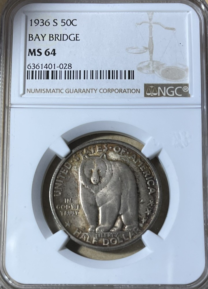 1936 S NGC MS64 Bay Bridge Commemorative Silver Half Dollar