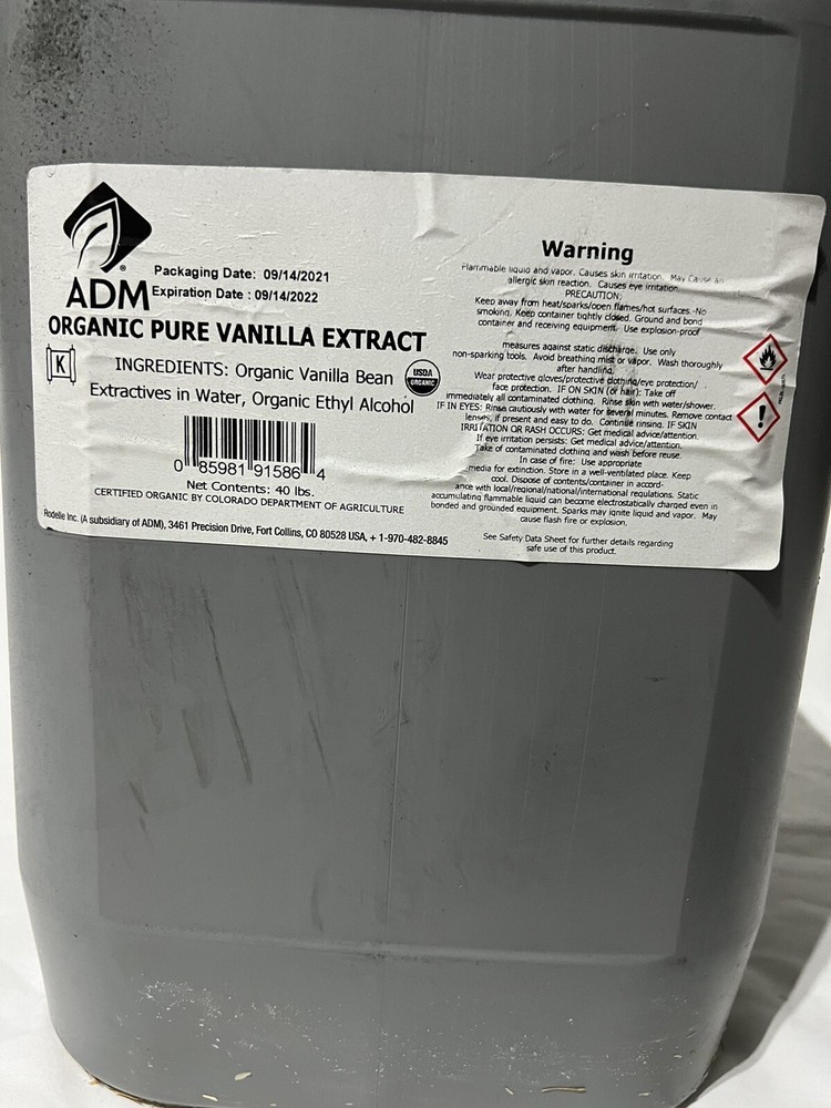 ADM Organic Pure Vanilla Extract 5 Gallons