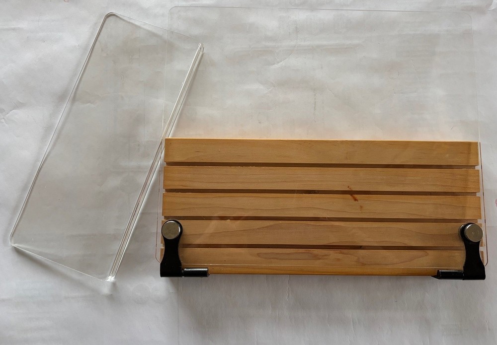 12" Cookbook Holder - Acrylic shield with wood base