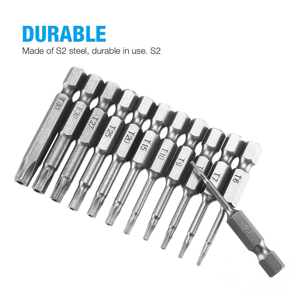 12Pack Magnetic Tamper Security Drill Bit Torx Screwdriver Flat Head 1/4" Hex c