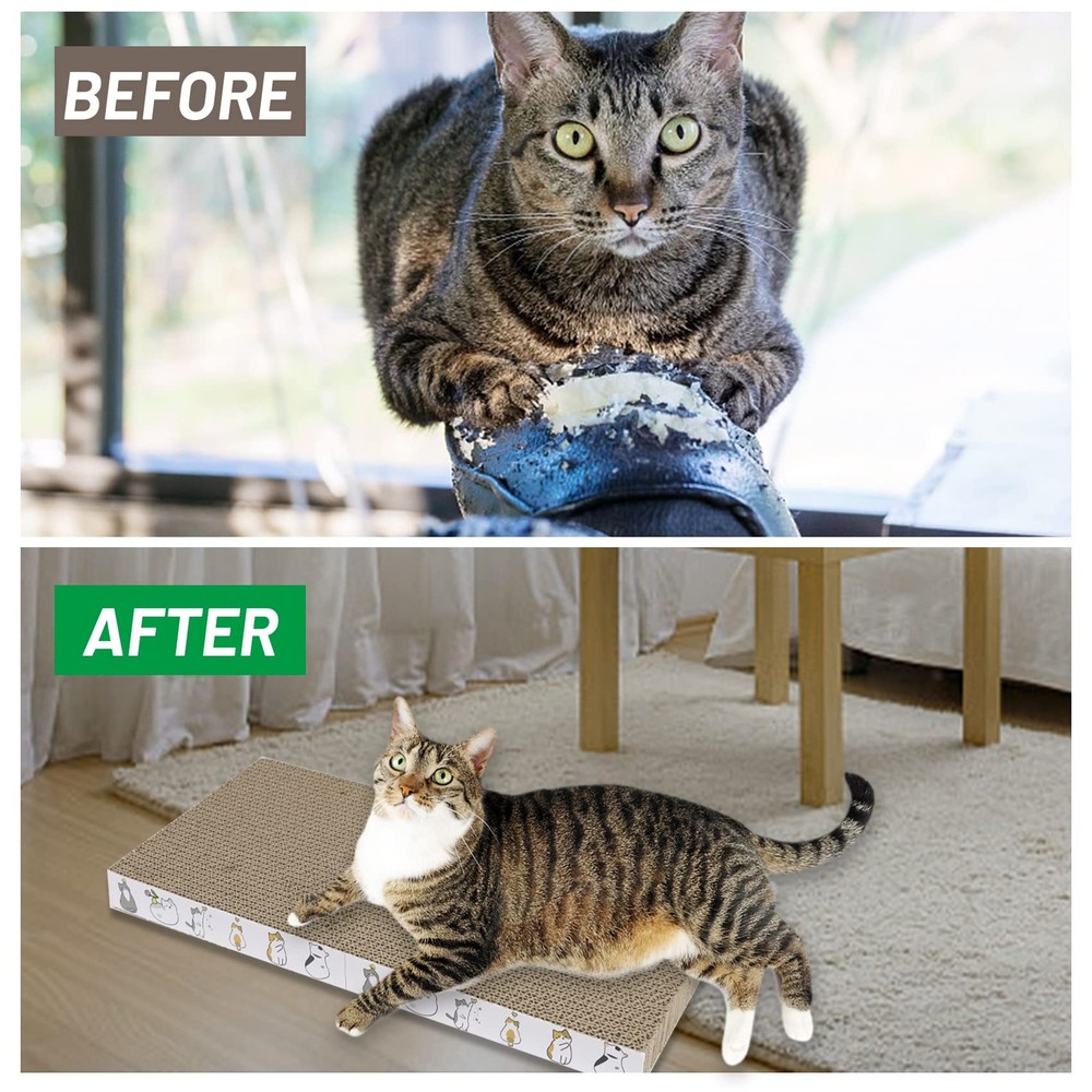 Cat Scratcher Cardboard 3 PCS Reversible Scratch Pad Durable Texture Design