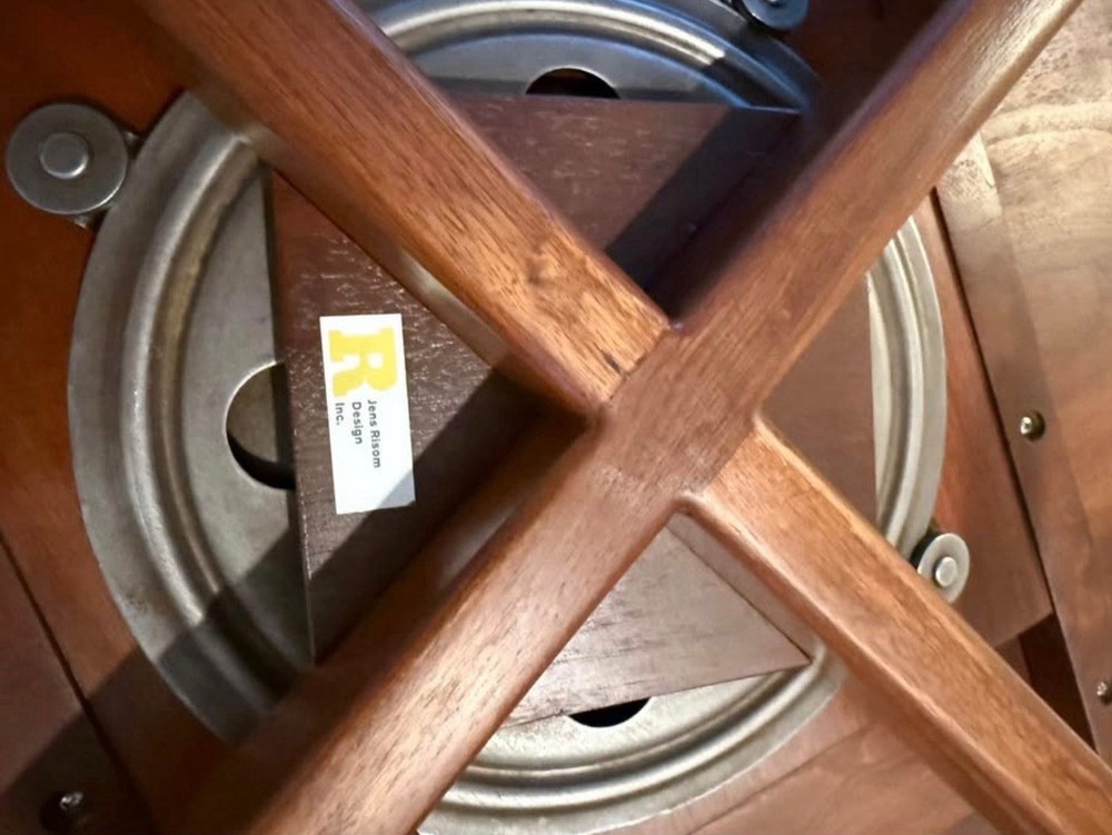 1960s Jens Risom Solid walnut Round Table With Brass Tray Mid century