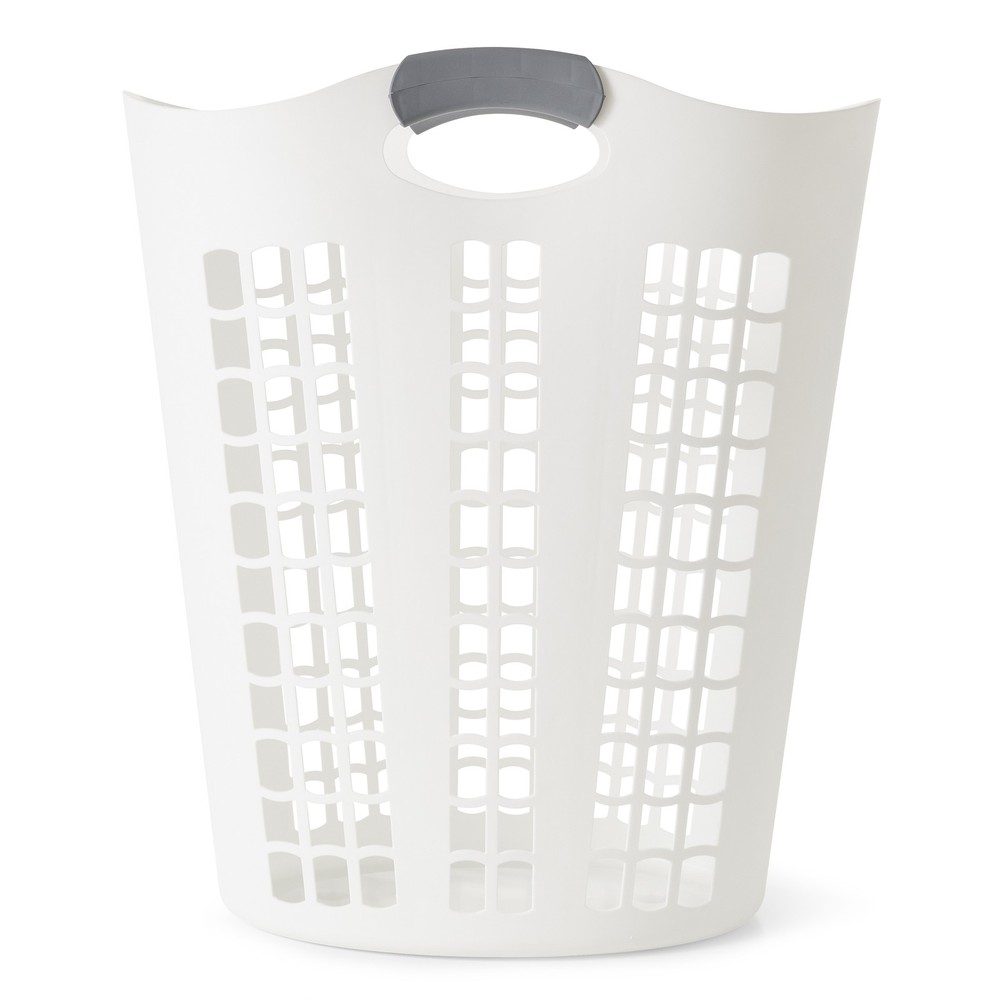 Gracious Living Easy Carry Flex 87 L Plastic Laundry Hamper, White (4 Pack)