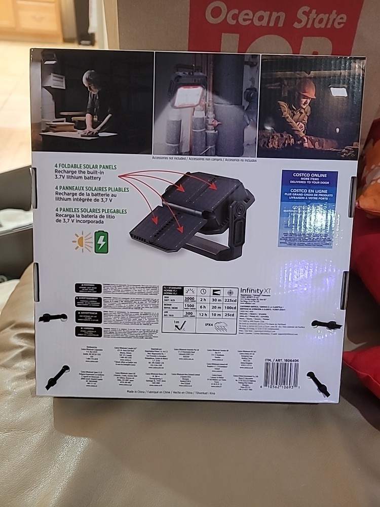 Infinity Dual-Powered LED Worklight - 3000 Lumens, USB & Solar Rechargeable