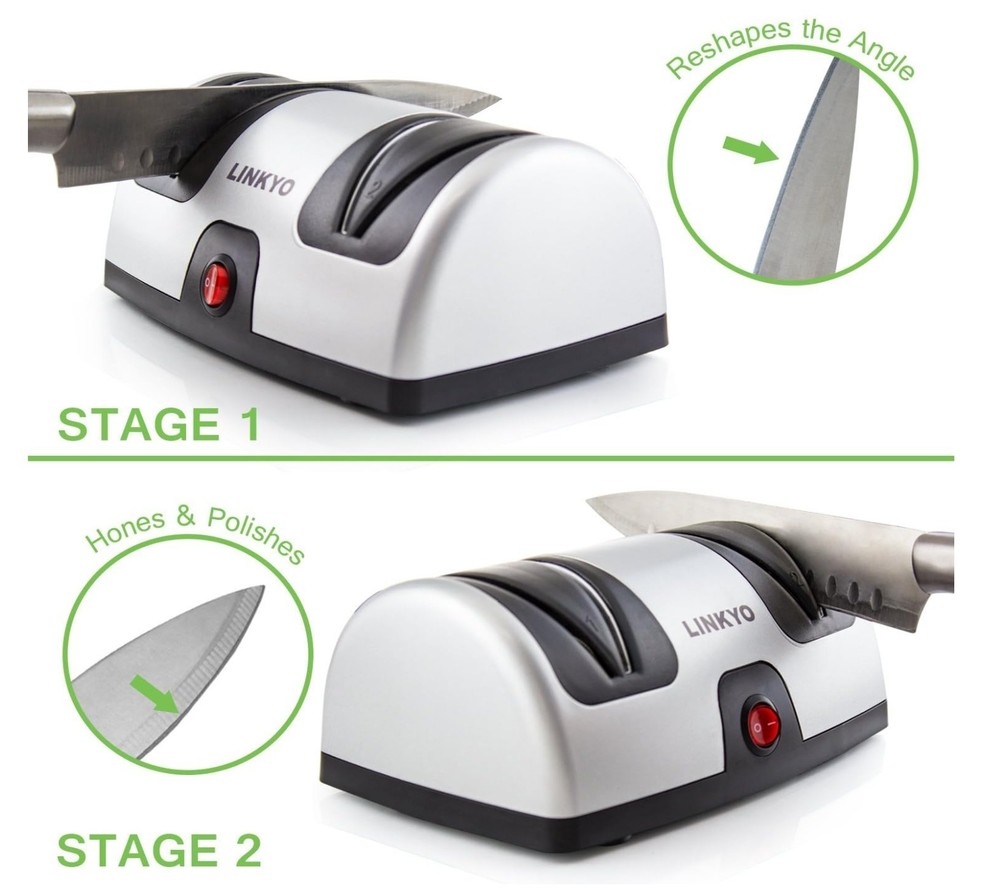 Linkyo Electric Knife Sharpener - Professional Kitchen 2 Stage Sharpening