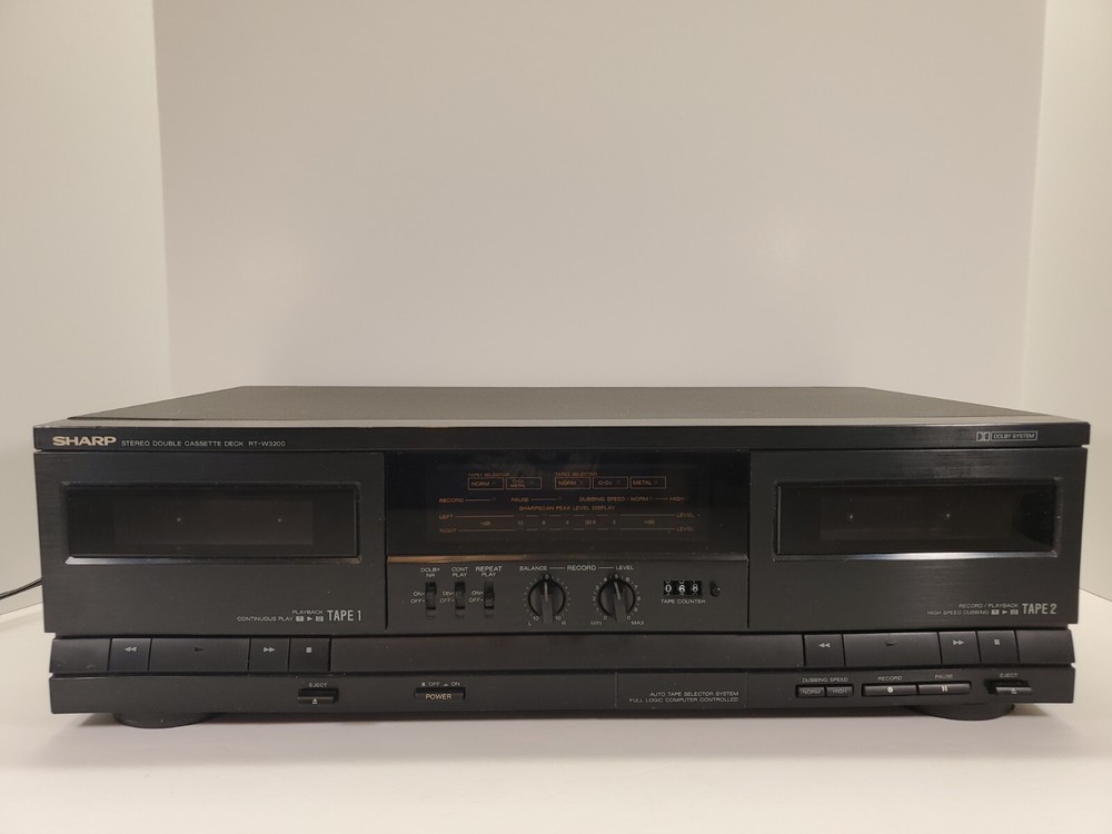 Sharp RT-W3200 Stereo Double Cassette Deck Tested No Remote