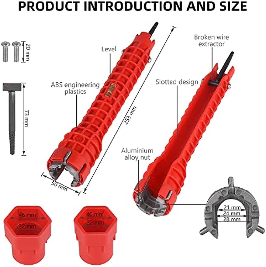 Faucet Sink Installer 8 in 1 Multi Tool Pipe Wrench Plumbing for Kitchen Bathroo
