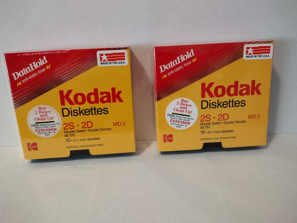 1987 Kodak 5 1/4" Diskettes 2S 2D Double Sided Density 10 Computer Discs Sealed