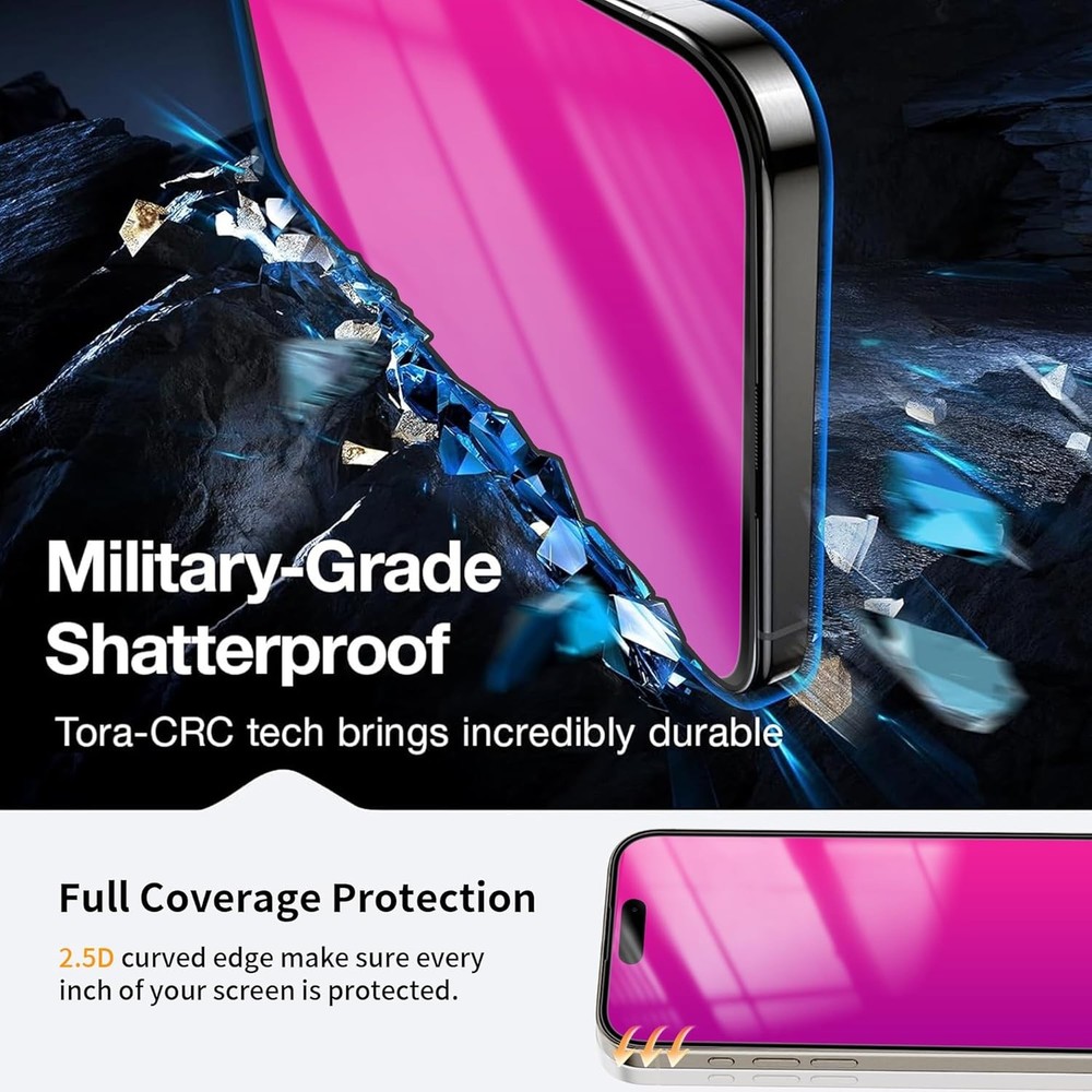 2 Pack for iPhone 16 Pro Max Privacy Screen 16 (Pink)