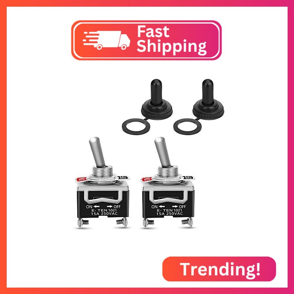 2PCS Toggle Switch 12V SPST ON/Off Waterproof Marine Toggle Switch,15A 250VAC Si