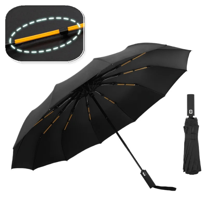 12K Double Bones Black Glue Automatic Umbrella With Thick And Durable Keel Three