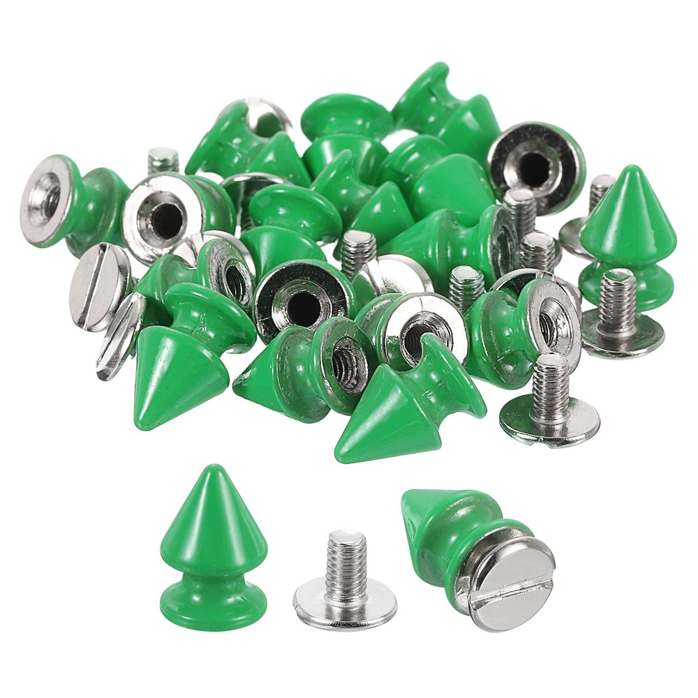 20Sets Cone Spike Stud Rivet,12mm Tree Studs and Spikes Green