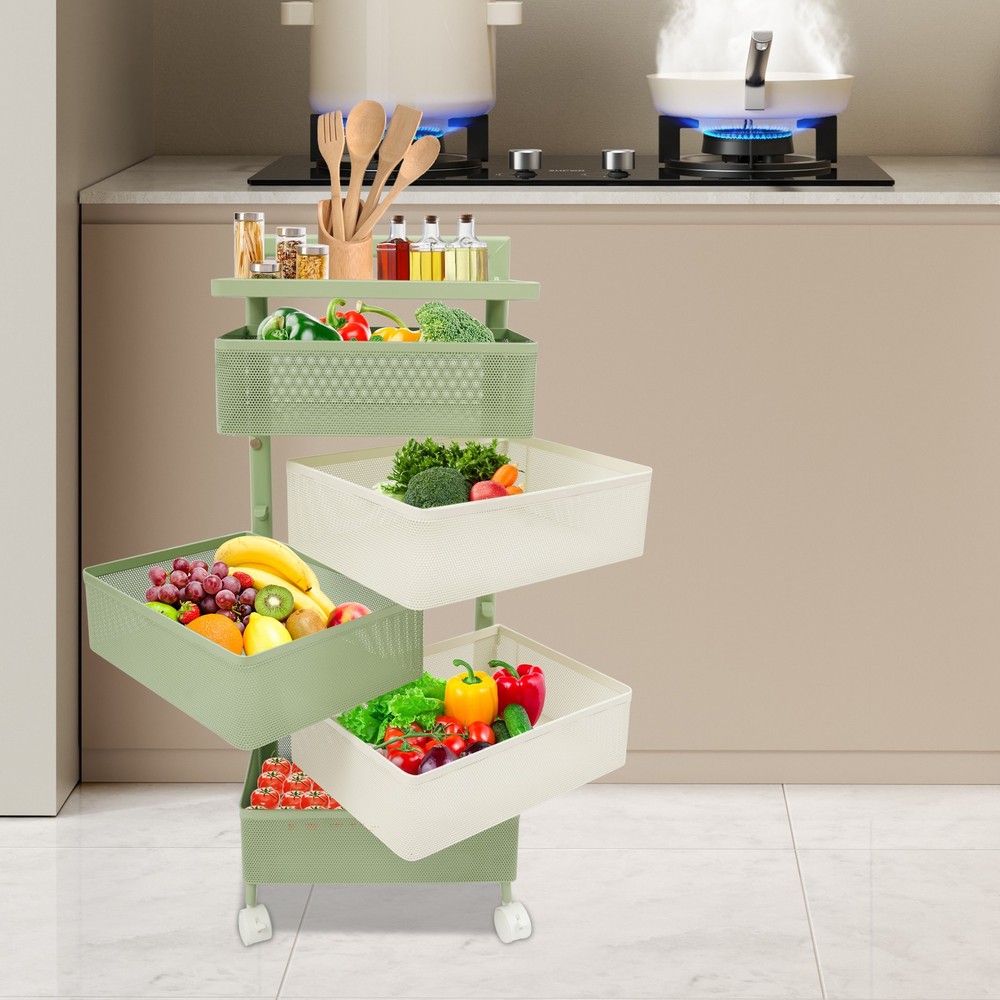 Rotating Storage Rack, Kitchen Organizer With Rotating Basket