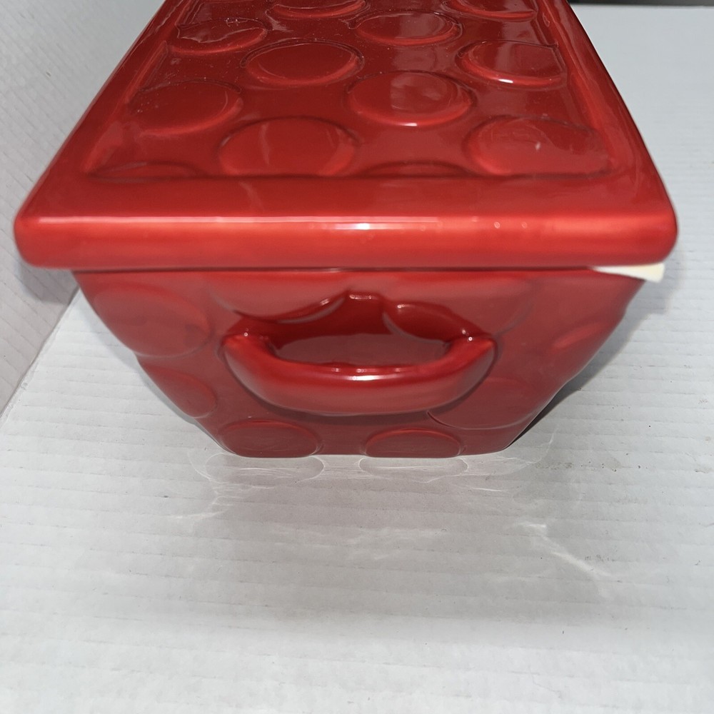Real Home Red Ceramic Handles High Fire Earthenware Lidded Covered Loaf Pan