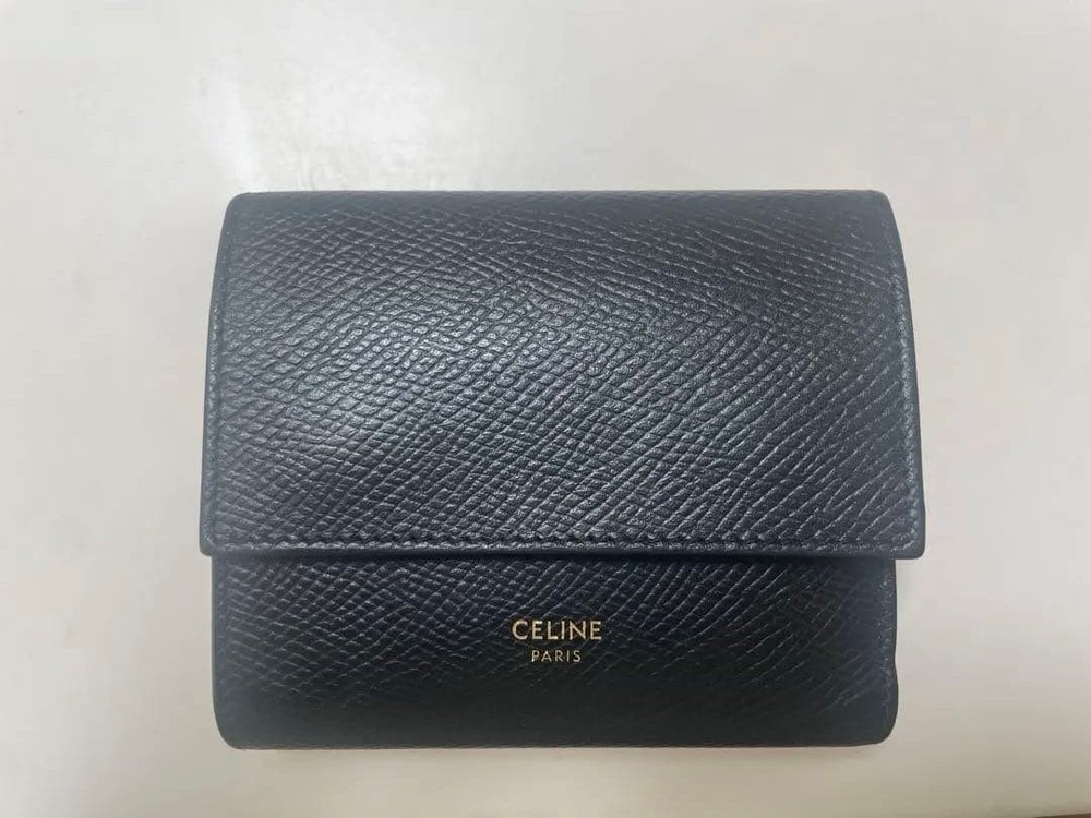 CELINE Black Tri Fold Wallet From Japan