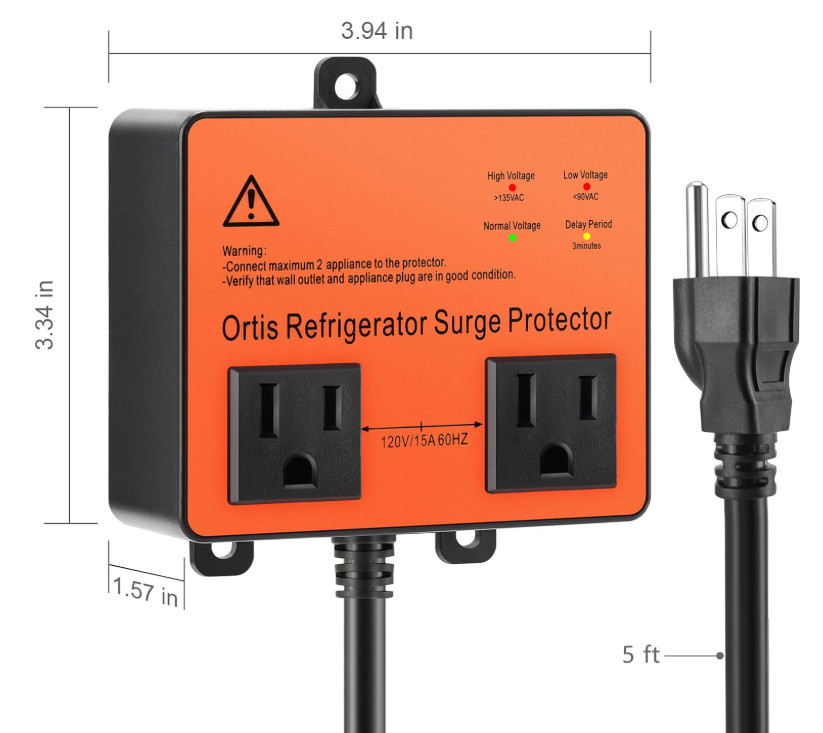 Refrigerator Surge Protector Double Outlet Voltage Protector for Appliances
