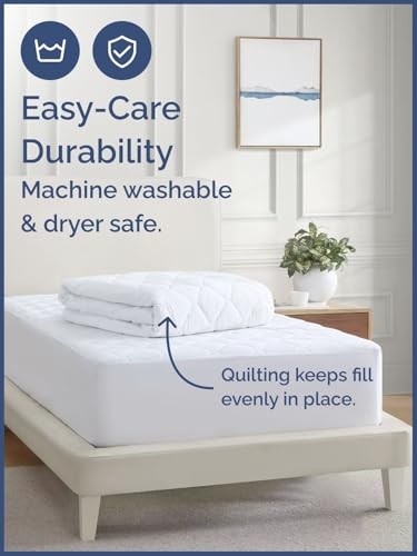 Quilted Fitted Mattress Pad Protector Size - Elastic Fitted Queen White