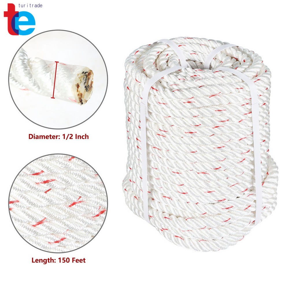 Double Braid Polyester Arborist Bull Rope Pulling Rigging Line 5850Lbs 1/2"×150'