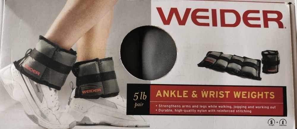 WEIDER 5 lb Pair Ankle & Wrist Weights - Adjustable Strength Training Gear