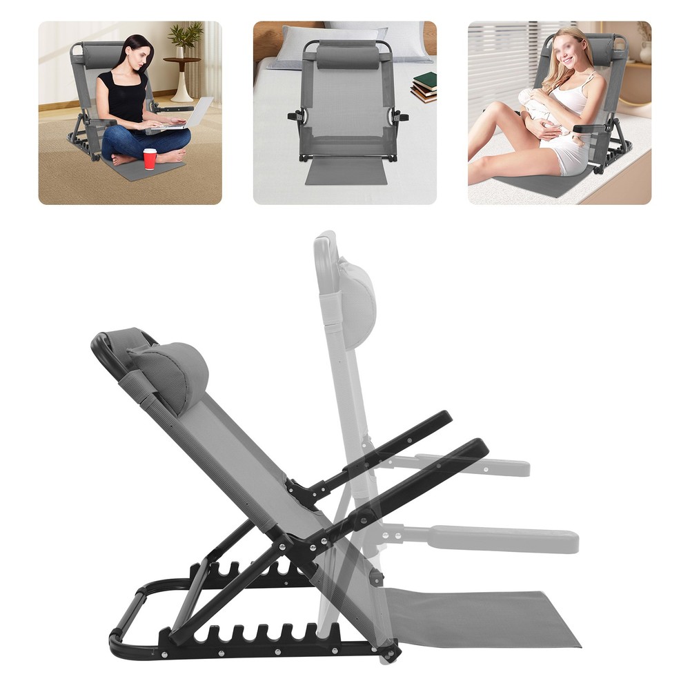 Adjustable Lifting Bed Backrest W/Armrest 8 Gears Backrest Support 40-90° 150kg