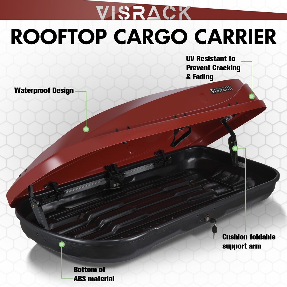 13 FT ³ Rooftop Cargo Box Luggage Carrier w/2 Keys,Both Side Open Easy Install