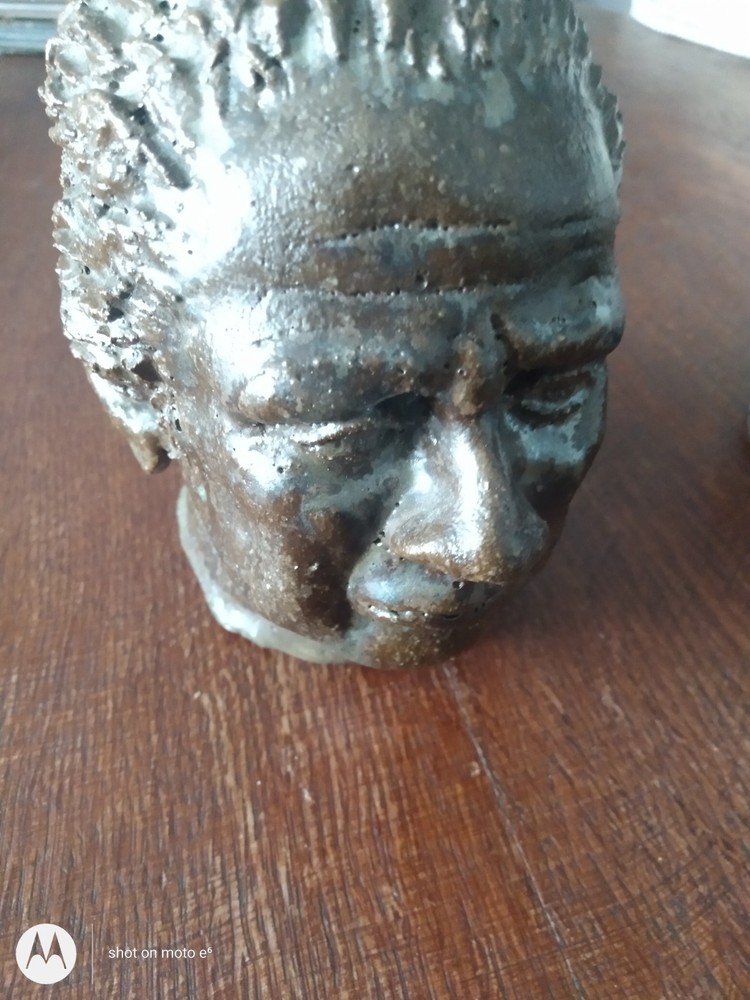 Salt Glazed Sewer Tile Bust Signed TW ?