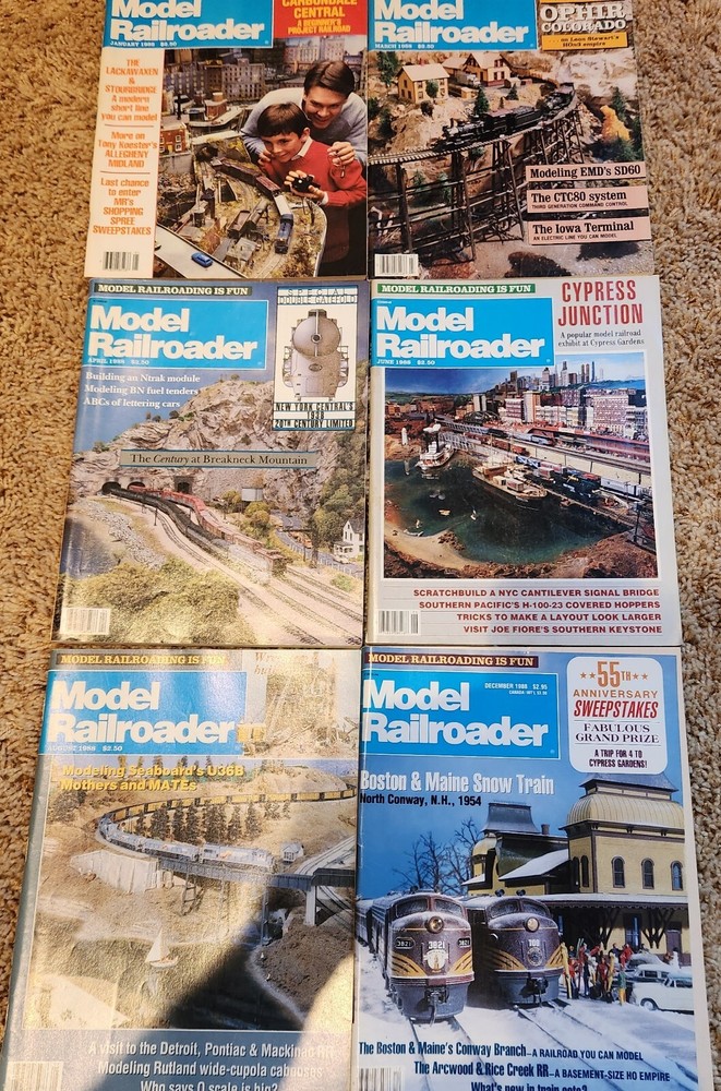 Model Railroader Magazine 1988 6 Issues Jan, Mar, Apr, Jun, Aug and Dec + Bonus!