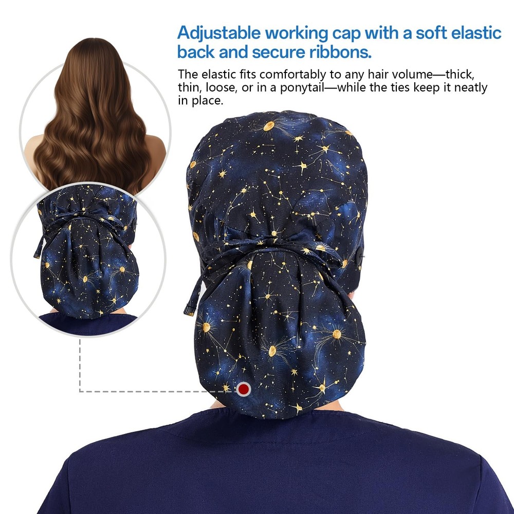 diffetape Satin Lined Scrub Cap, Scrub Hat Ponytail Women, Surgical Cap with ...