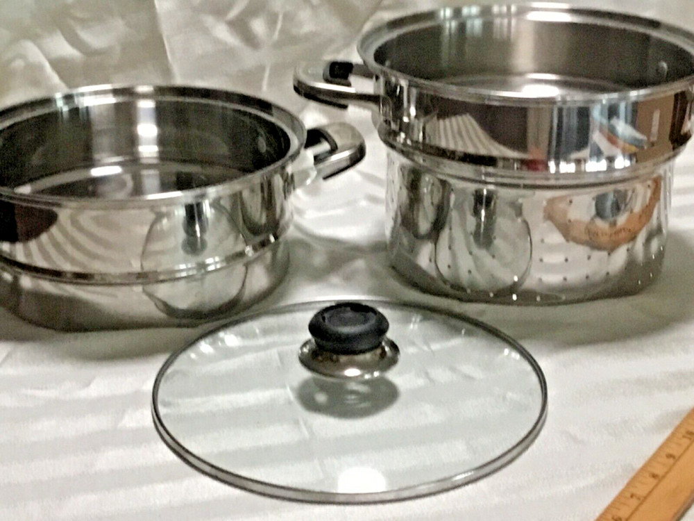 ONEIDA Immaculate 18/10 Stainless ~ Two (2) Steamer Inserts ~ Strainers