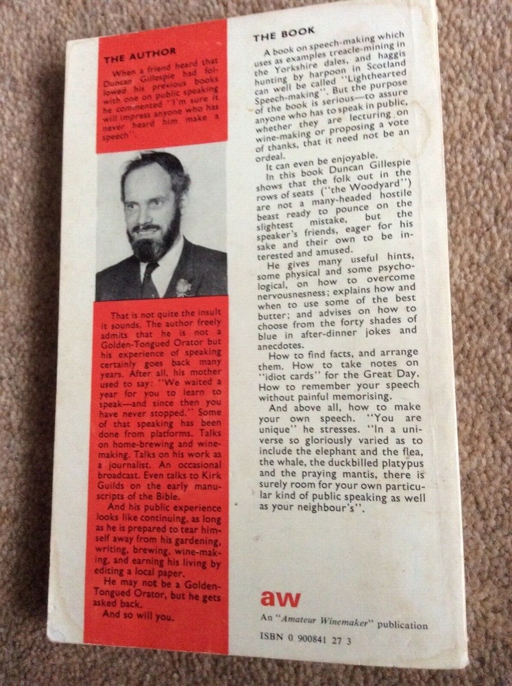 Lighthearted Speech Making Duncan Gillespie 1972 book