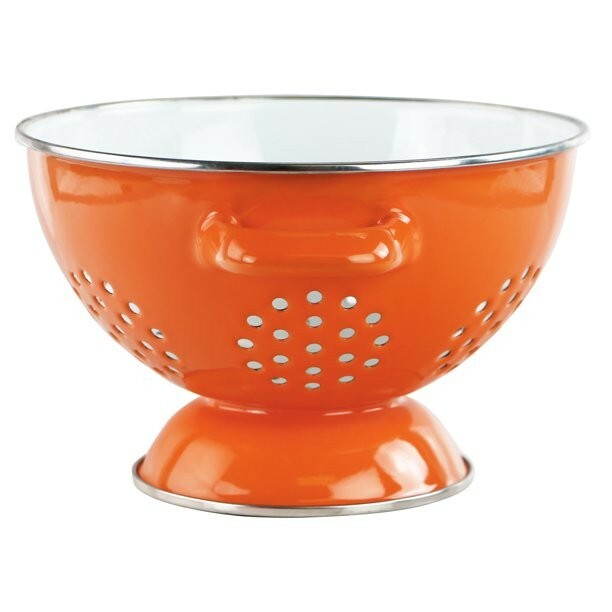 Reston Lloyd™ ~ 3 Quart ~ Enamel on Steel ~ Two-Toned ~ Orange & White Colander