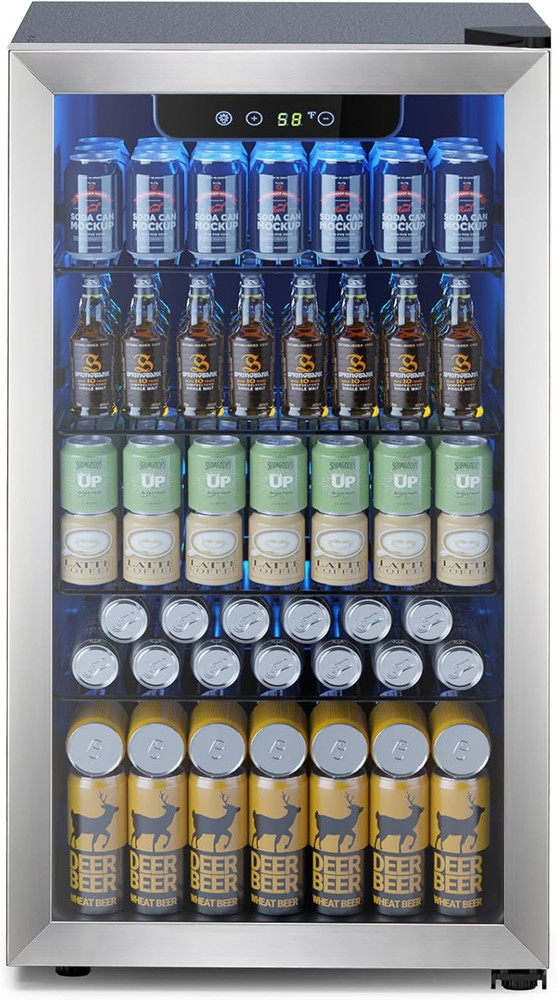 Wine Cooler 26 Bottle Beverage Refrigerator, Small Mini Wine Cellar Freestanding