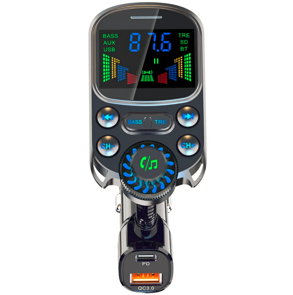 Bluetooth Car Wireless FM Transmitter Adapter USB PD Fast Charger AUX Hands-Free