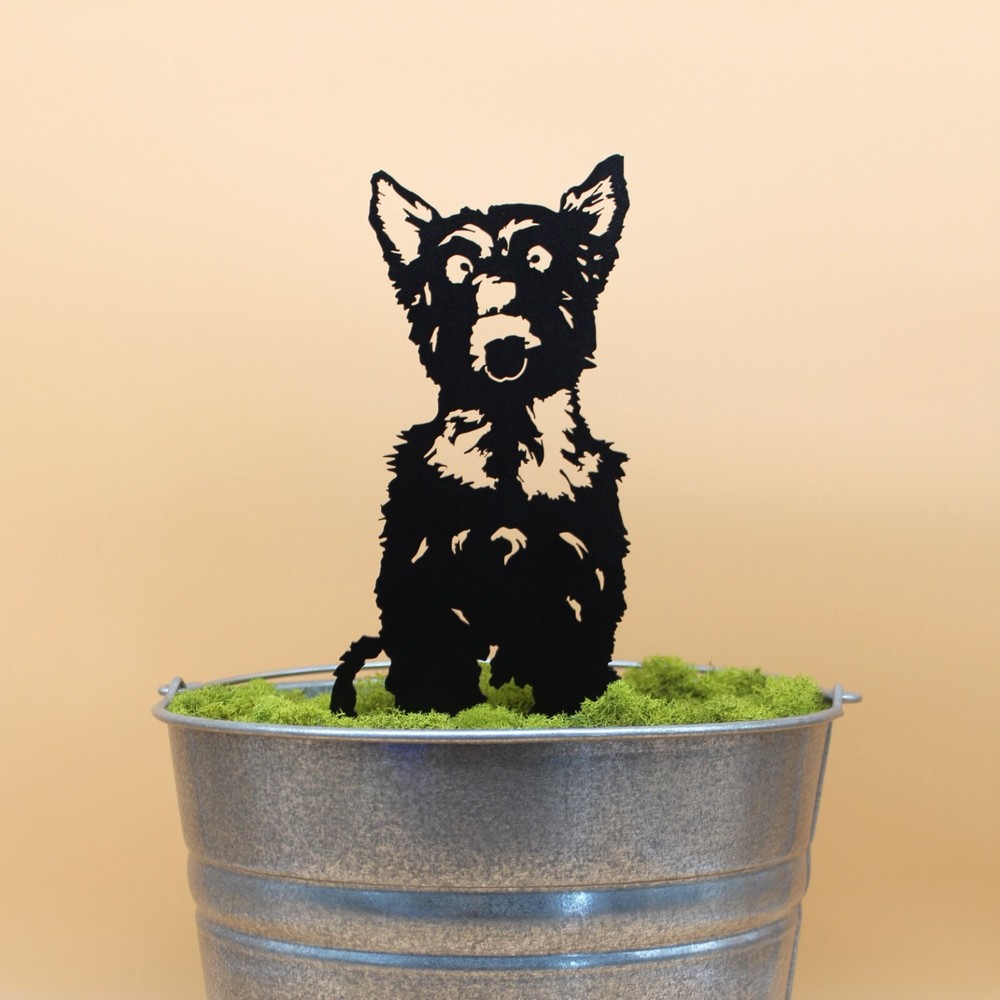 Yorkshire Terrier Black Metal Dog Silhouette