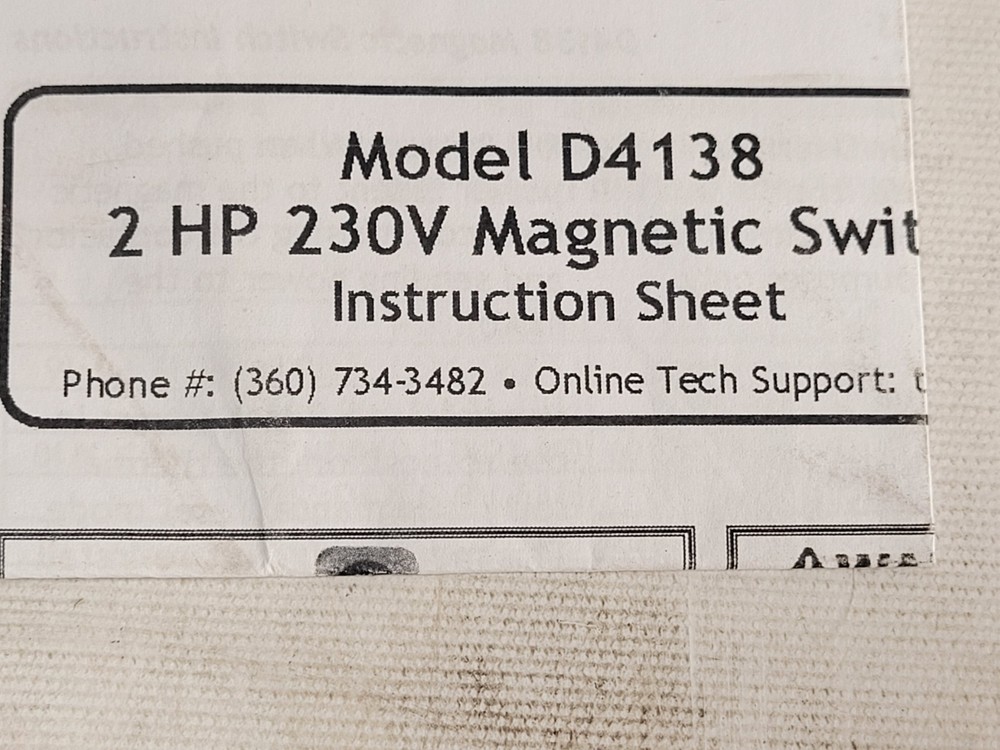 Shop Fox Single-Phase 220V 2 HP Magnetic Switch D4138