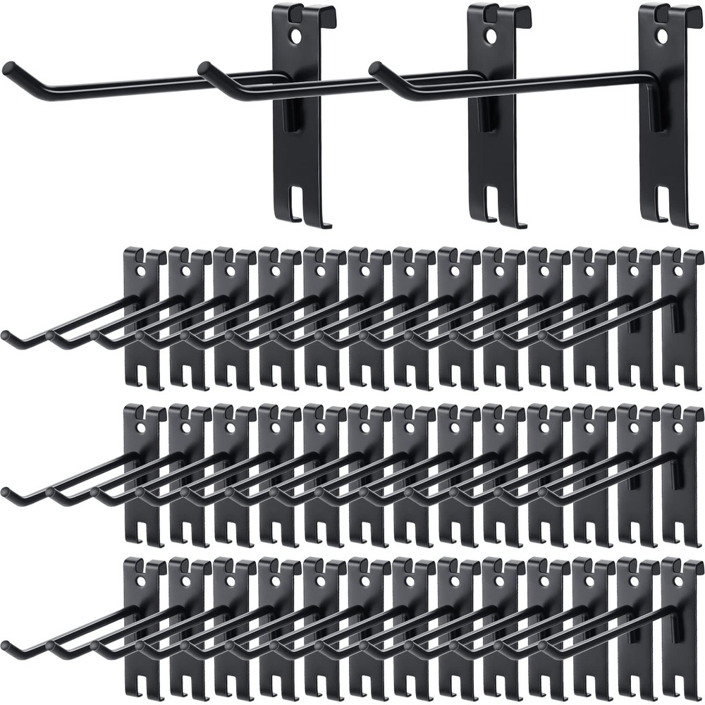 50 Pcs 4/6/8/10 Inch Gridwall Hooks Gridwall Peg Hooks Black Wall Grid Access...