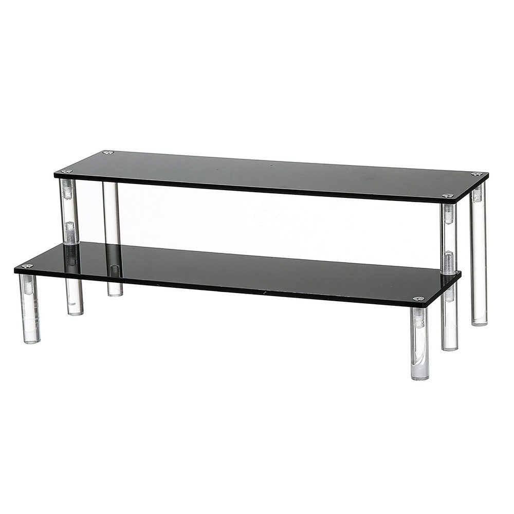 2 Tier Black Acrylic Display Riser Cupcake Stand Display Shelf for Decoration...