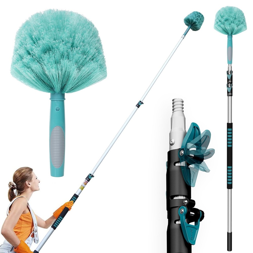 20 Feet High Reach Cobweb Duster with 5-12Ft Extension Pole, Webster Cobweb D...