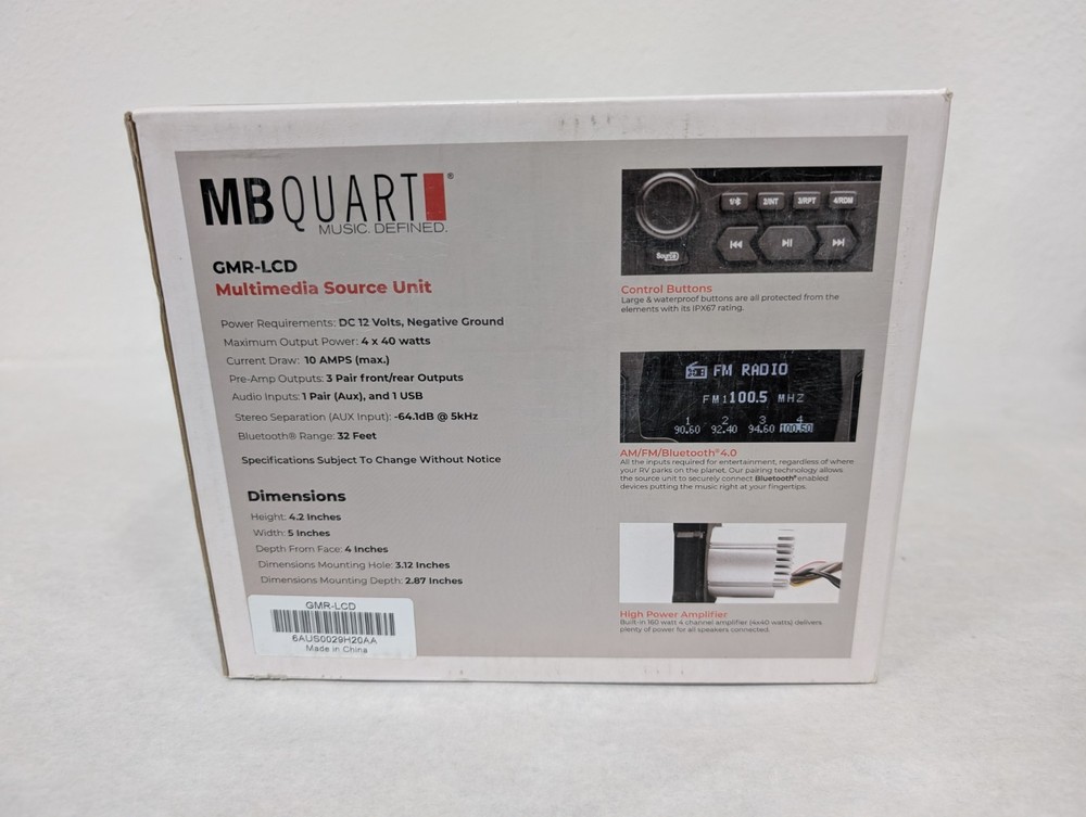 MB Quart - GMR-LCD - 160-watt Powered Offroad and Marine Multimedia Source Unit