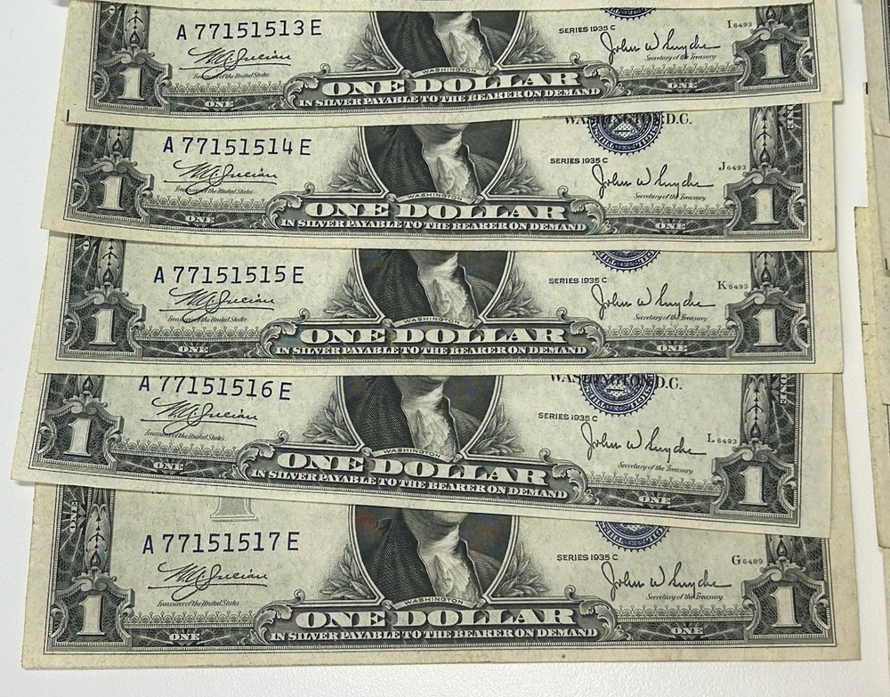 1935 c silver certificate dollar. 14 Consecutive