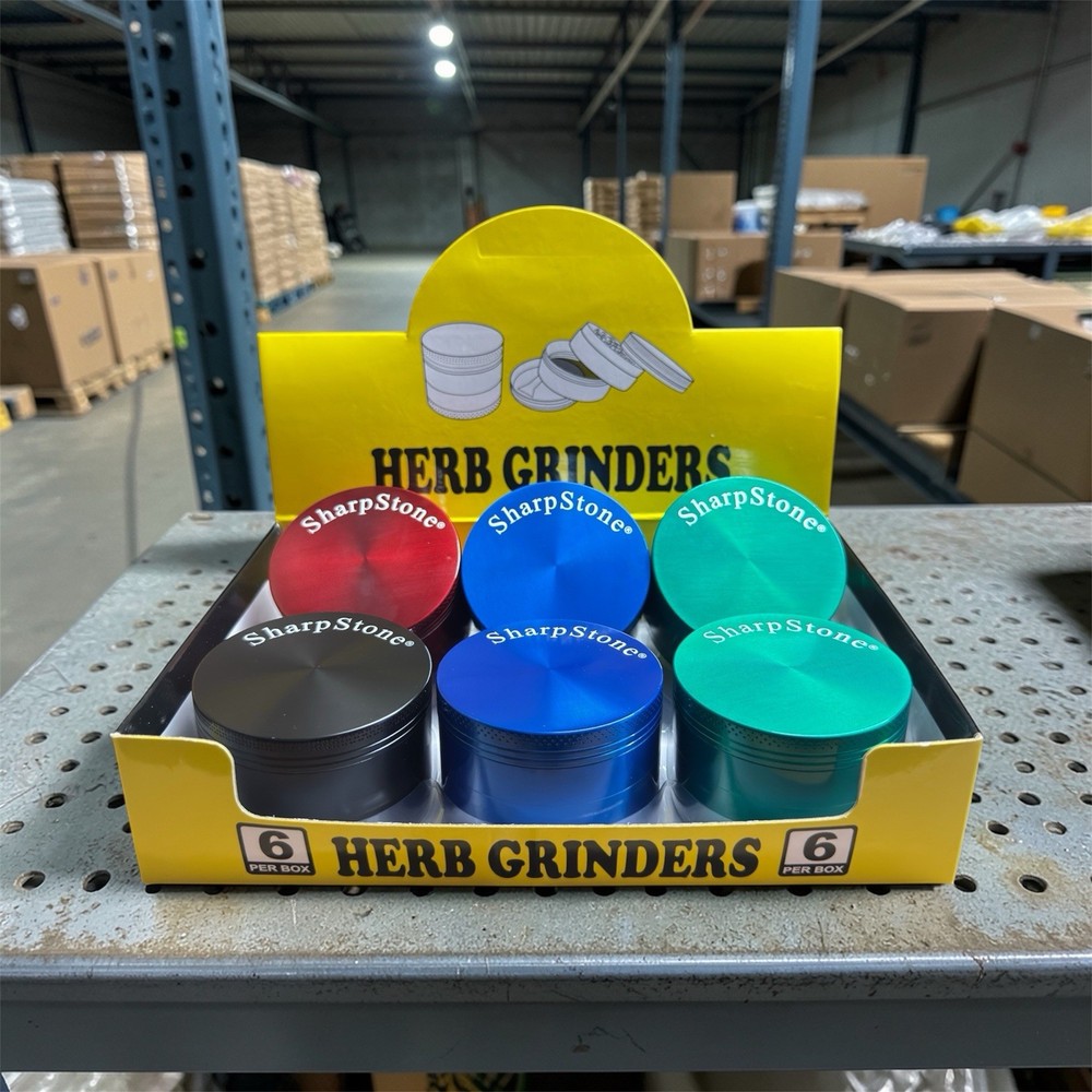 SharpStone Herb Grinders  ( 63 MM ) Assorted Colors - Display Pack 6 Per Box